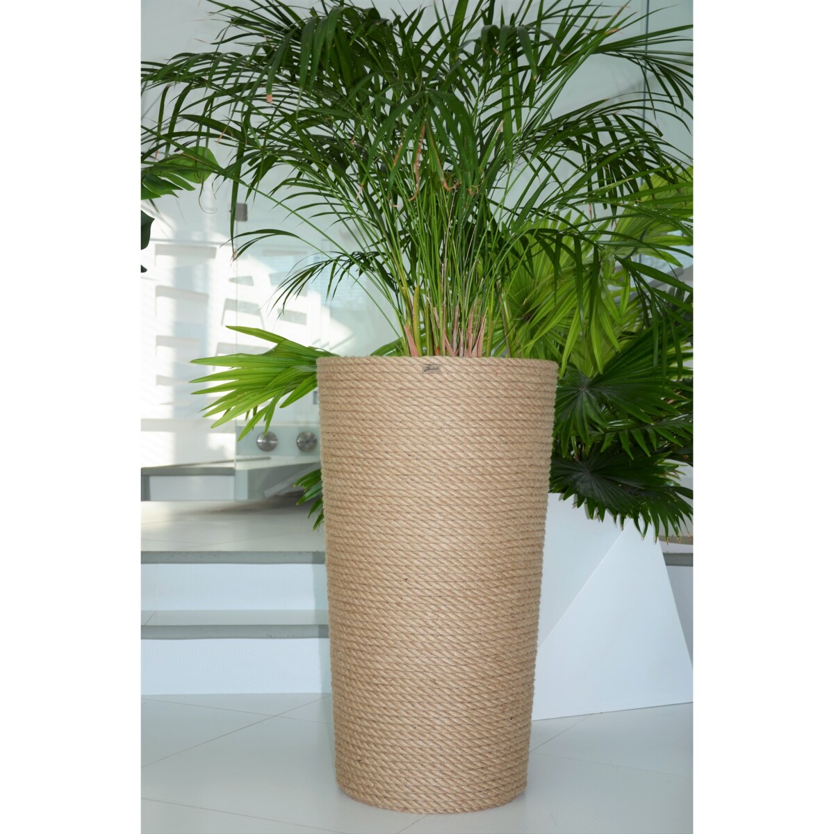 41 BOHO jutowa wysoka osłonka + wkład doniczka koszyk naturalny gruby sznurek LINA z trawy plecionej JUTA styl skandynawski etno loft wzór 41/210