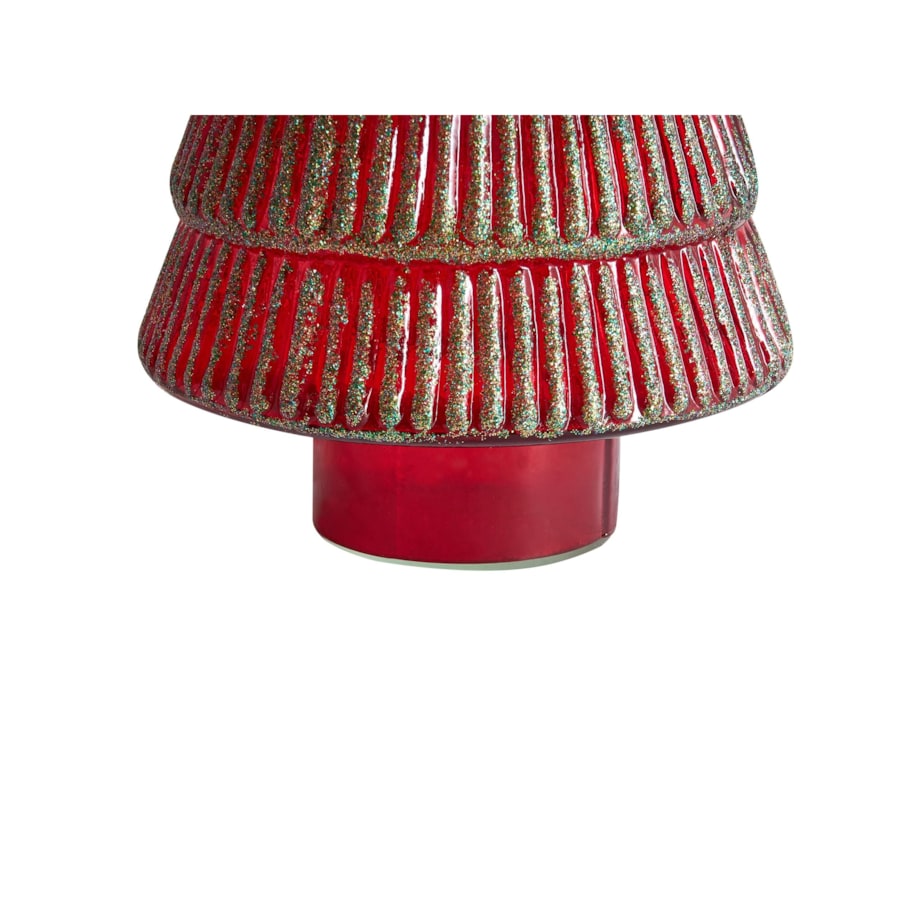 Zestaw 2 figurek dekoracyjnych PURUVESI Choinka 31/36 cm Czerwony/ zielony
