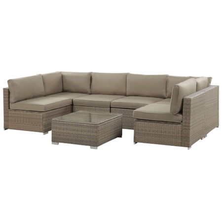 Zestaw ogrodowy z technorattanu 6-osobowy brązowy BELVEDERE