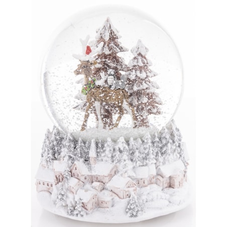 Szklana kula śnieżna z pozytywką 13,5x11x11 cm RENNA NELLA FORESTA