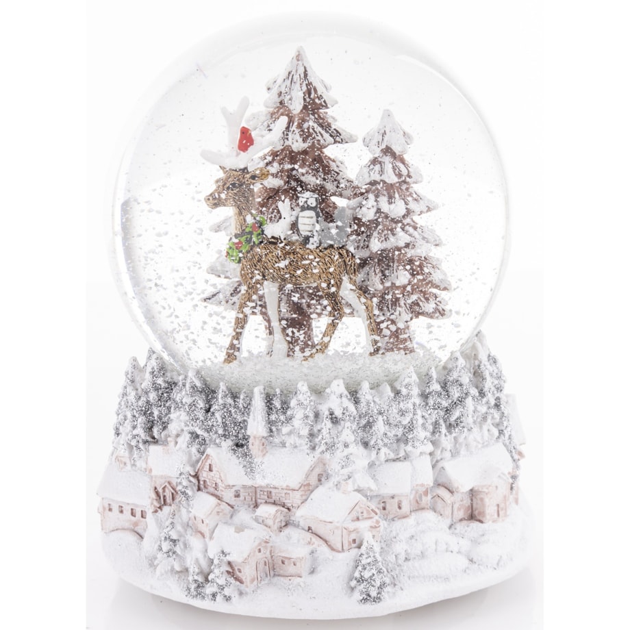 Szklana kula śnieżna z pozytywką 13,5x11x11 cm RENNA NELLA FORESTA