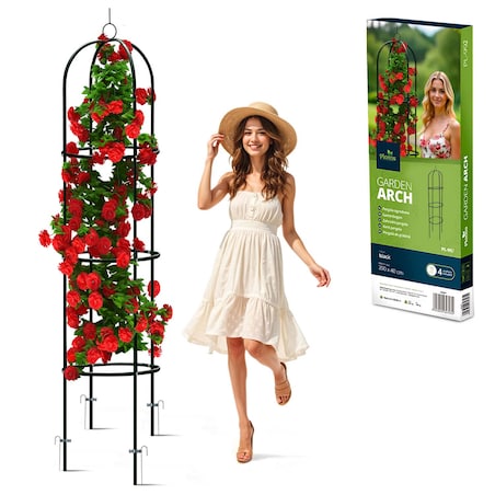 Pergola ogrodowa czarna na kwiaty róże 200x40cm + kotwy Plonos