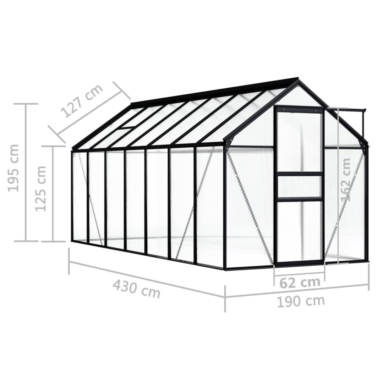 vidaXL Szklarnia, antracytowa, aluminium, 8,17 m²