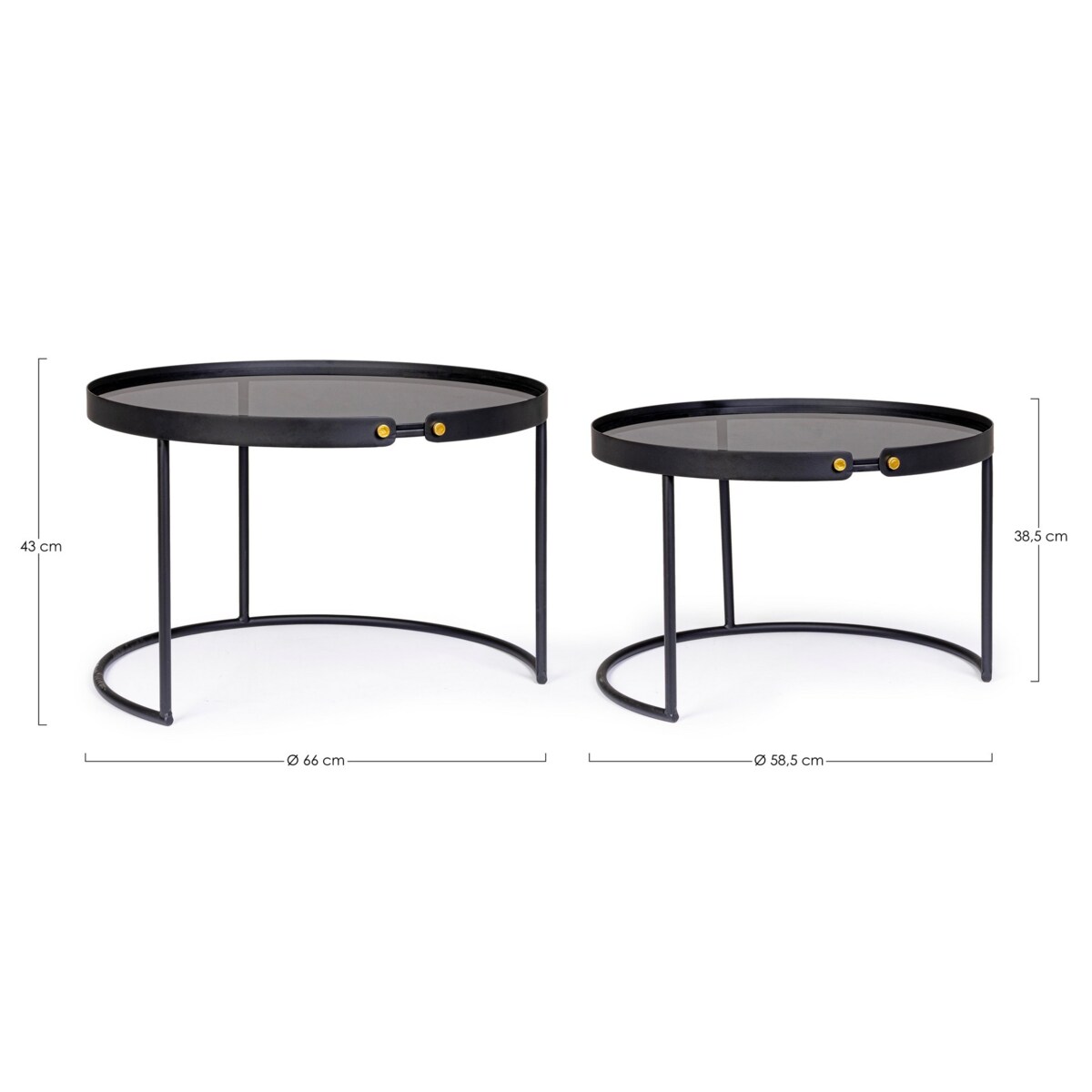 BIZZOTTO zestaw stolików kawowych ZEINA ROUND czarny