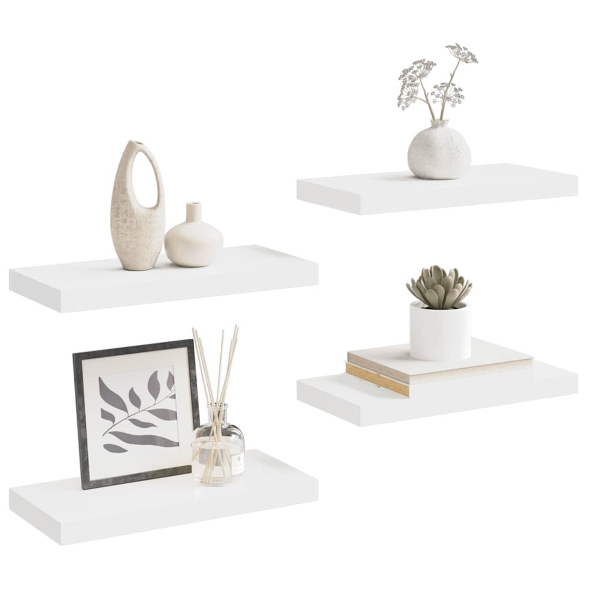 vidaXL Półki ścienne, 4 szt., białe, 50x23x3,8 cm, MDF