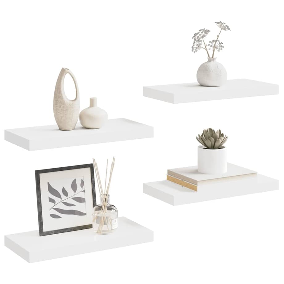 vidaXL Półki ścienne, 4 szt., białe, 50x23x3,8 cm, MDF