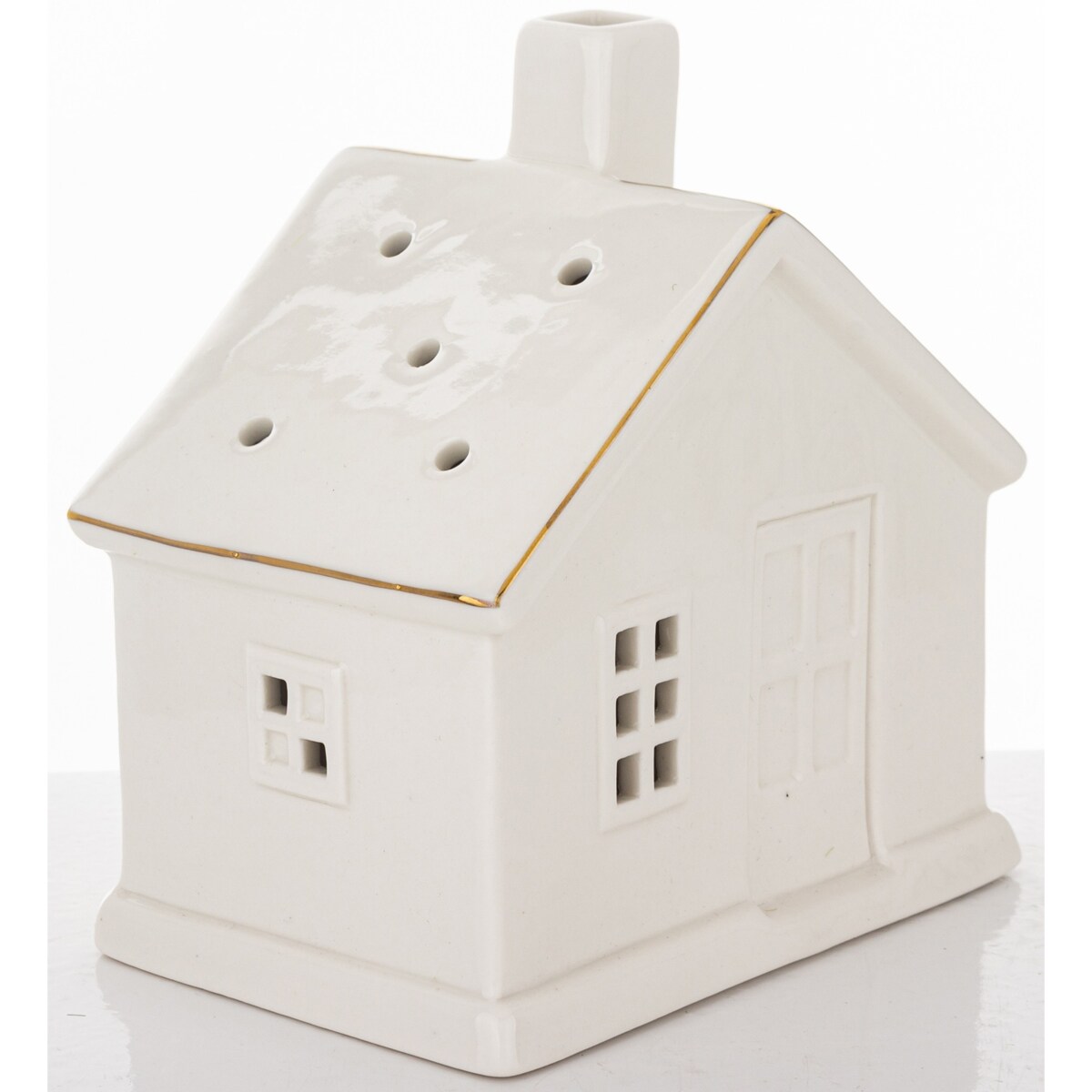 Ceramiczny biały domek LED 13x11,5 cm ADANI - III