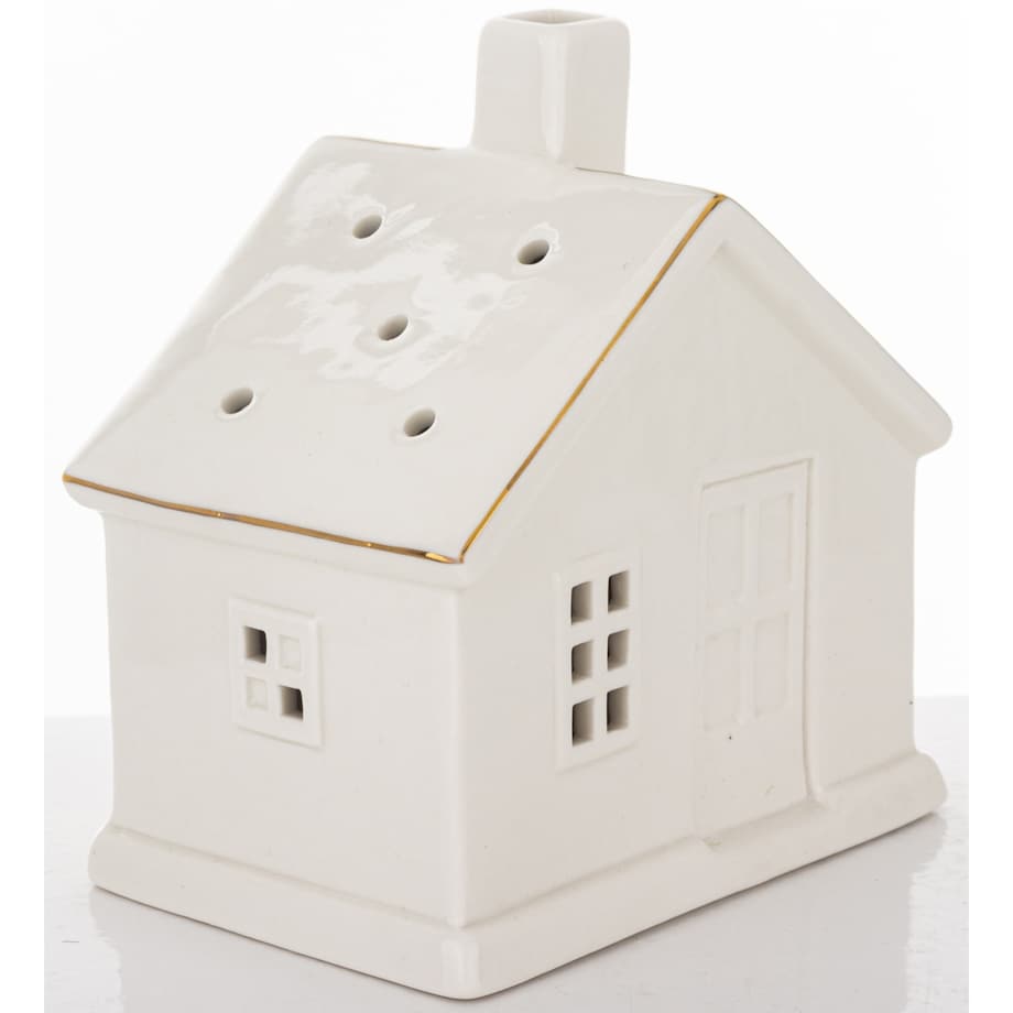 Ceramiczny biały domek LED 13x11,5 cm ADANI - III