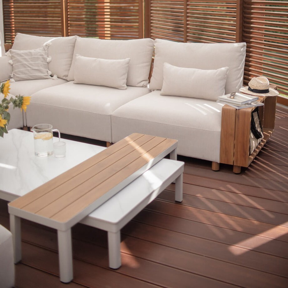 Zestaw mebli ogrodowych Kalem beżowy, modułowy, komplet wypoczynkowy