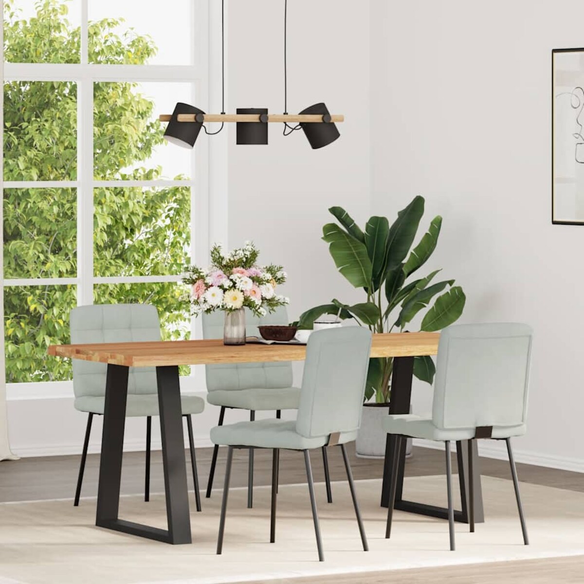 vidaXL Krzesła stołowe, 4 szt., jasnoszare, obite aksamitem