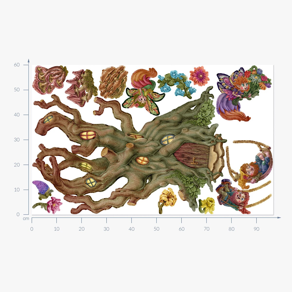Zestaw naklejek na ścianę, Wróżkowy las, 60cm