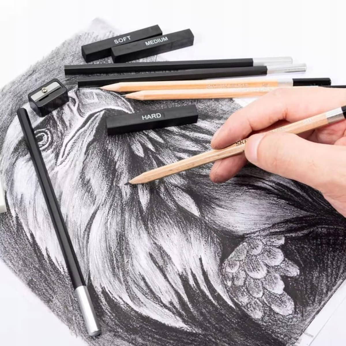 ZESTAW OŁÓWKÓW DO SZKICOWANIA RYSOWANIA PROFESJONALNY 18 el OŁÓWKI WĘGIEL