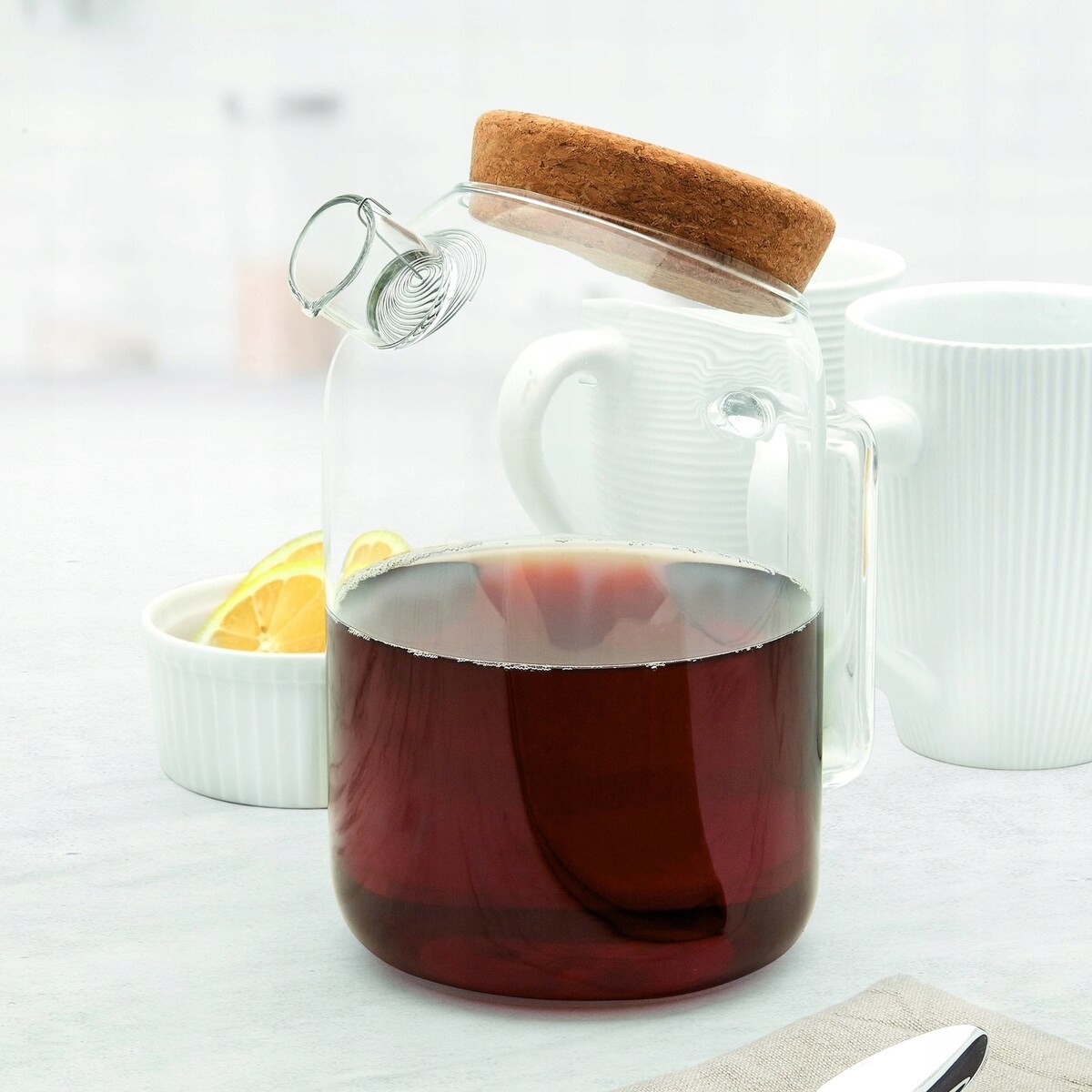 DZBANEK SZKLANY do HERBATY zioła pojemnik na wodę kompot sok 1,2 L prezent