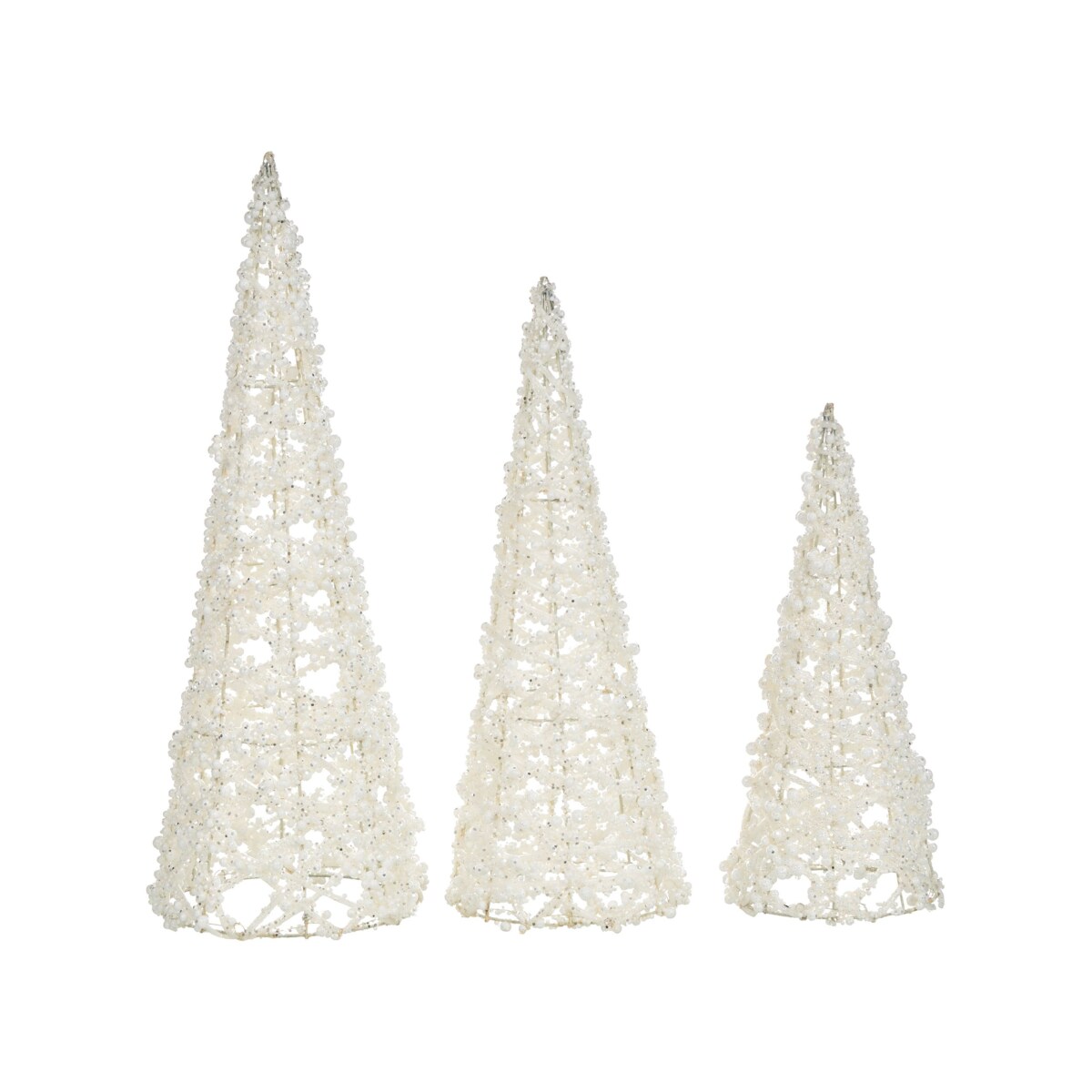 Zestaw 3 figurek dekoracyjnych ROSAN Choinka 40/50/60 cm Biały