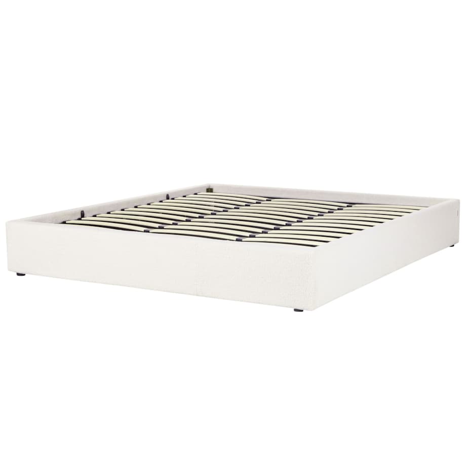 Łóżko z pojemnikiem boucle 180 x 200 cm złamana biel DINAN