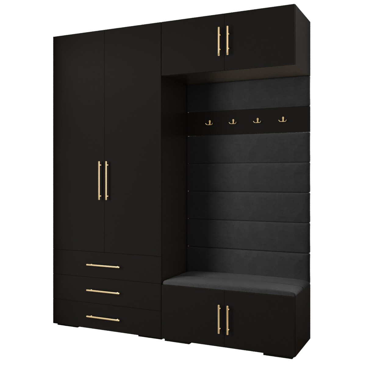 Garderoba do przedpokoju INOVA 3 Z12 czarny+złoty+manila18