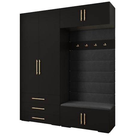 Garderoba do przedpokoju INOVA 3 Z12 czarny+złoty+manila18