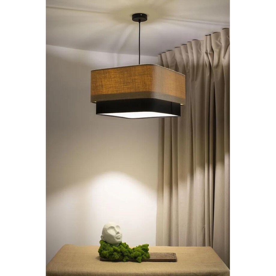Lampa wisząca KWADRO DUO 005 51x47cm jutowa/czarna