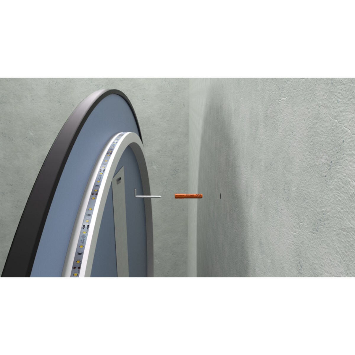 Lustro okrągłe LED z poświatą – srebrne - 50 cm