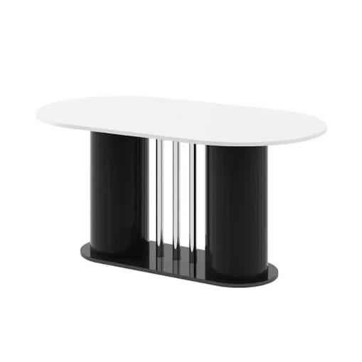 Stół rozkładany CESARO 160(208)x89 biały połysk/czarny połysk