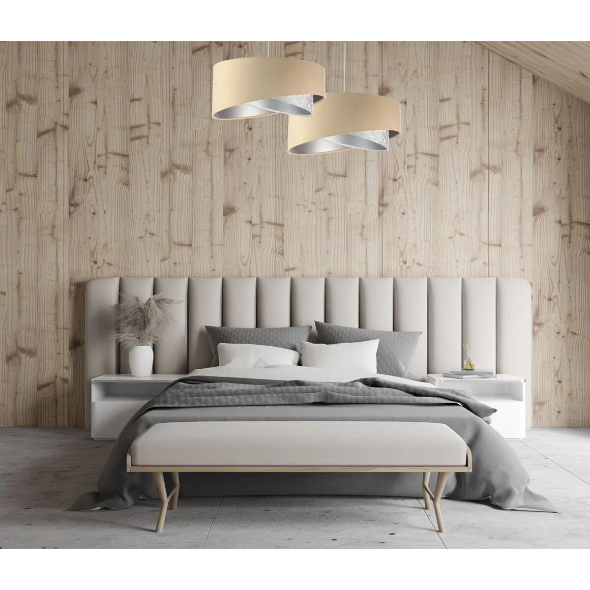 Lampa wisząca ALBIT beżowa/srebrna