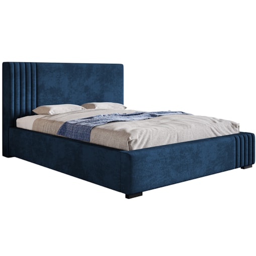 Łóżko tapicerowane z pojemnikiem 160x200 BEN 13- granatowe