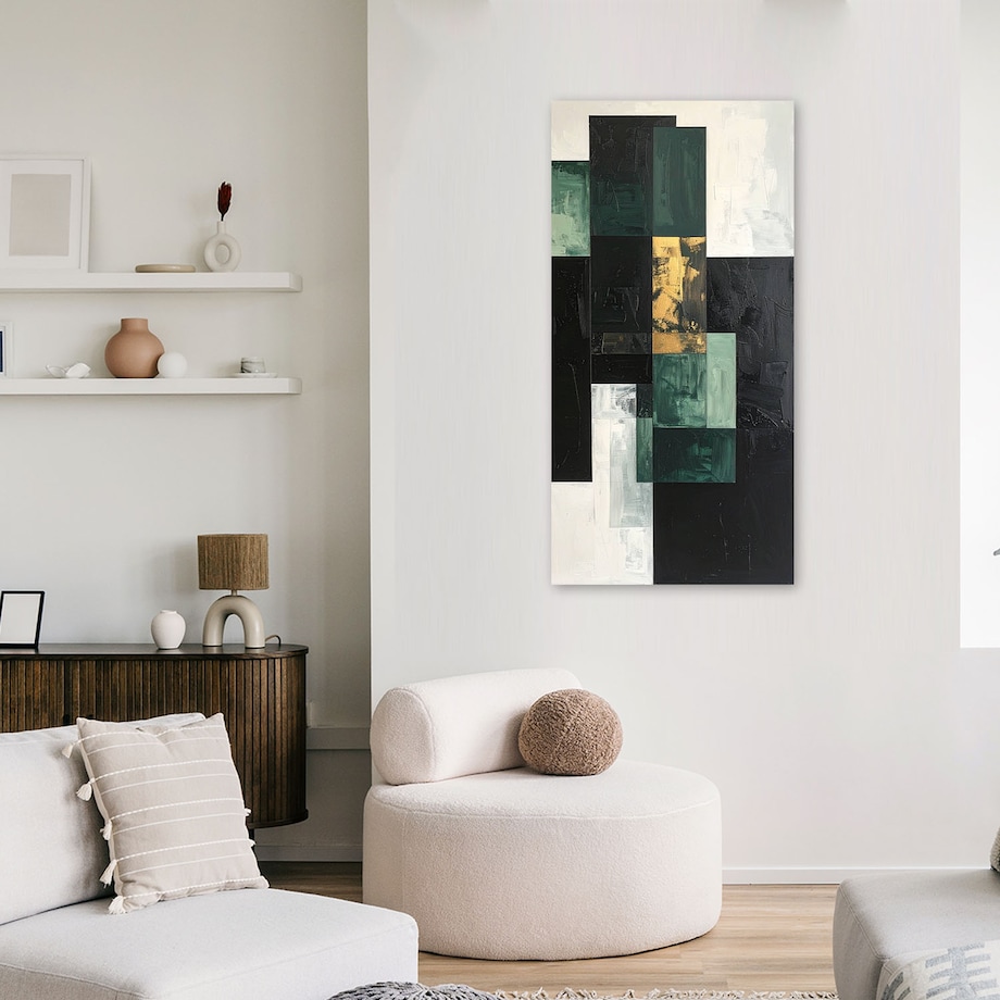 Obraz do salonu sypialni biura kuchni, Abstrakcja kształty zielony szary