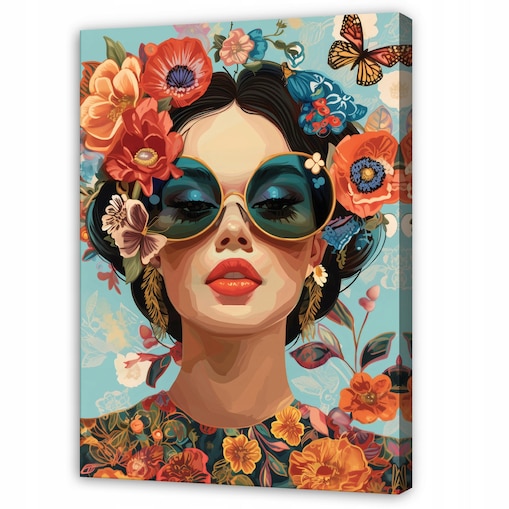 Obraz Do Sypialni Salonu Na Płótnie Kobieta Twarz Pomarańczowy 70x100