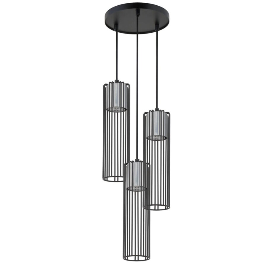 3-płomienna lampa wisząca Fobia druciana czarna srebrna