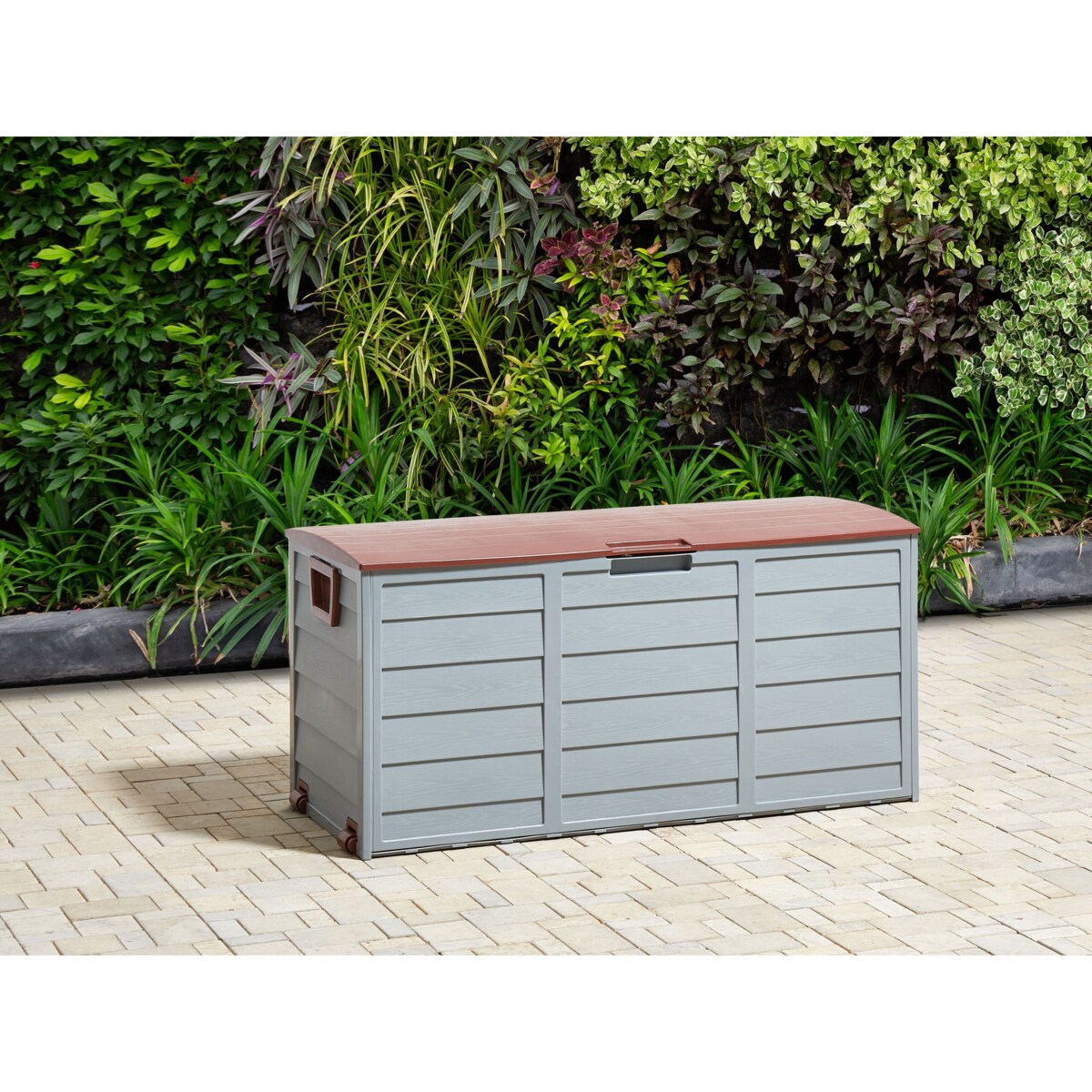 Skrzynia ogrodowa 112 x 50 cm szaro-brązowa LOCARNO