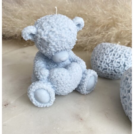 Zestaw prezentowy miś misiu, serca "Baby Teddy Bear " świece ekologiczne sojowe niebieskie- pudełko prezentowe