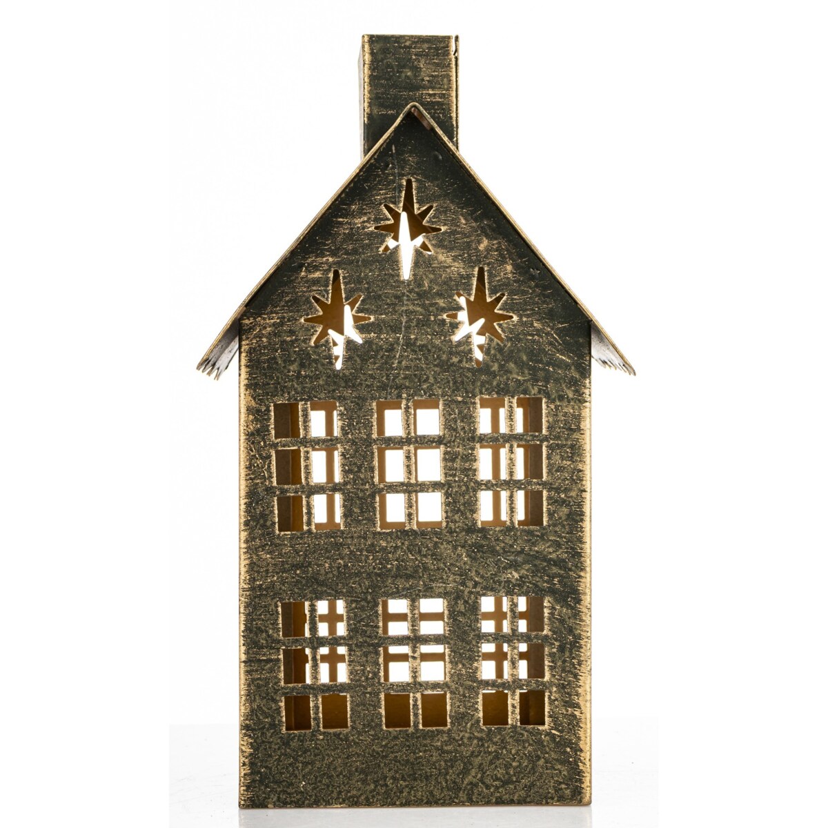 Dekoracja - metalowy domek 20x11,5x10 cm z gwiazdkami MIHNU