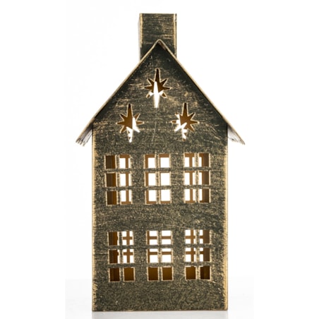 Dekoracja - metalowy domek 20x11,5x10 cm z gwiazdkami MIHNU