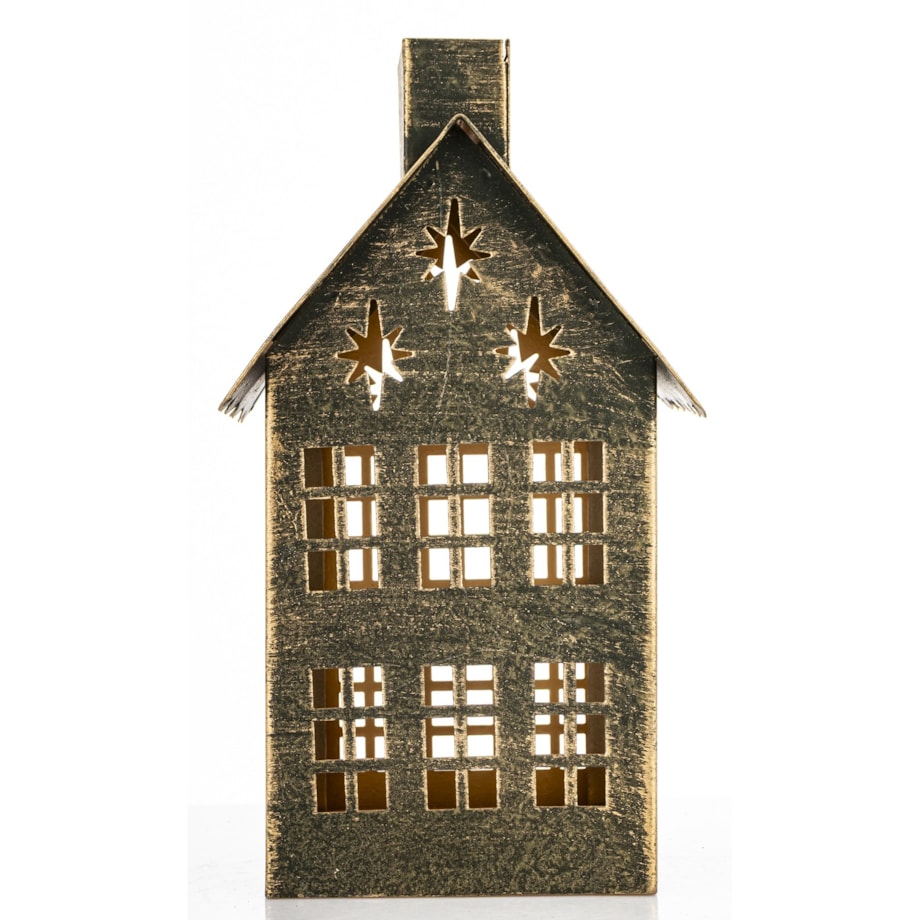 Dekoracja - metalowy domek 20x11,5x10 cm z gwiazdkami MIHNU