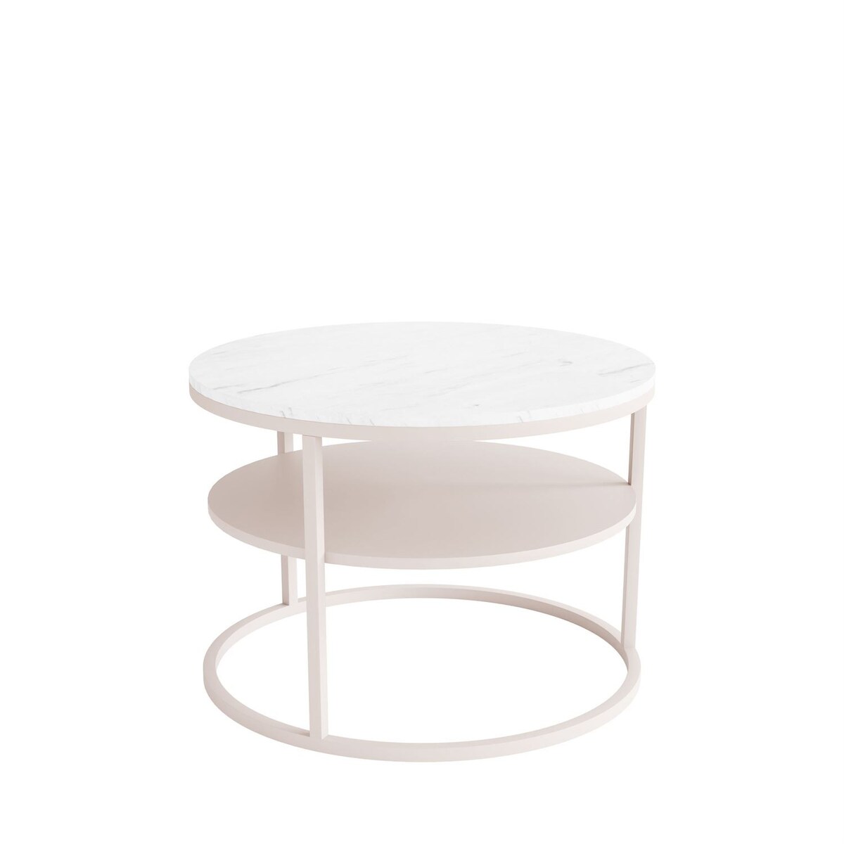 Stolik Kawowy CIRI MAT KASZMIR z półką, blat Marmur Levanto