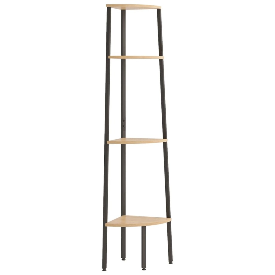 vidaXL Półka narożna 4-poziomowa jasnobrązowa i czarna 45,5x31,5x150 cm
