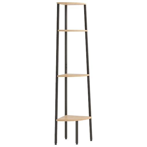 vidaXL Półka narożna 4-poziomowa jasnobrązowa i czarna 45,5x31,5x150 cm