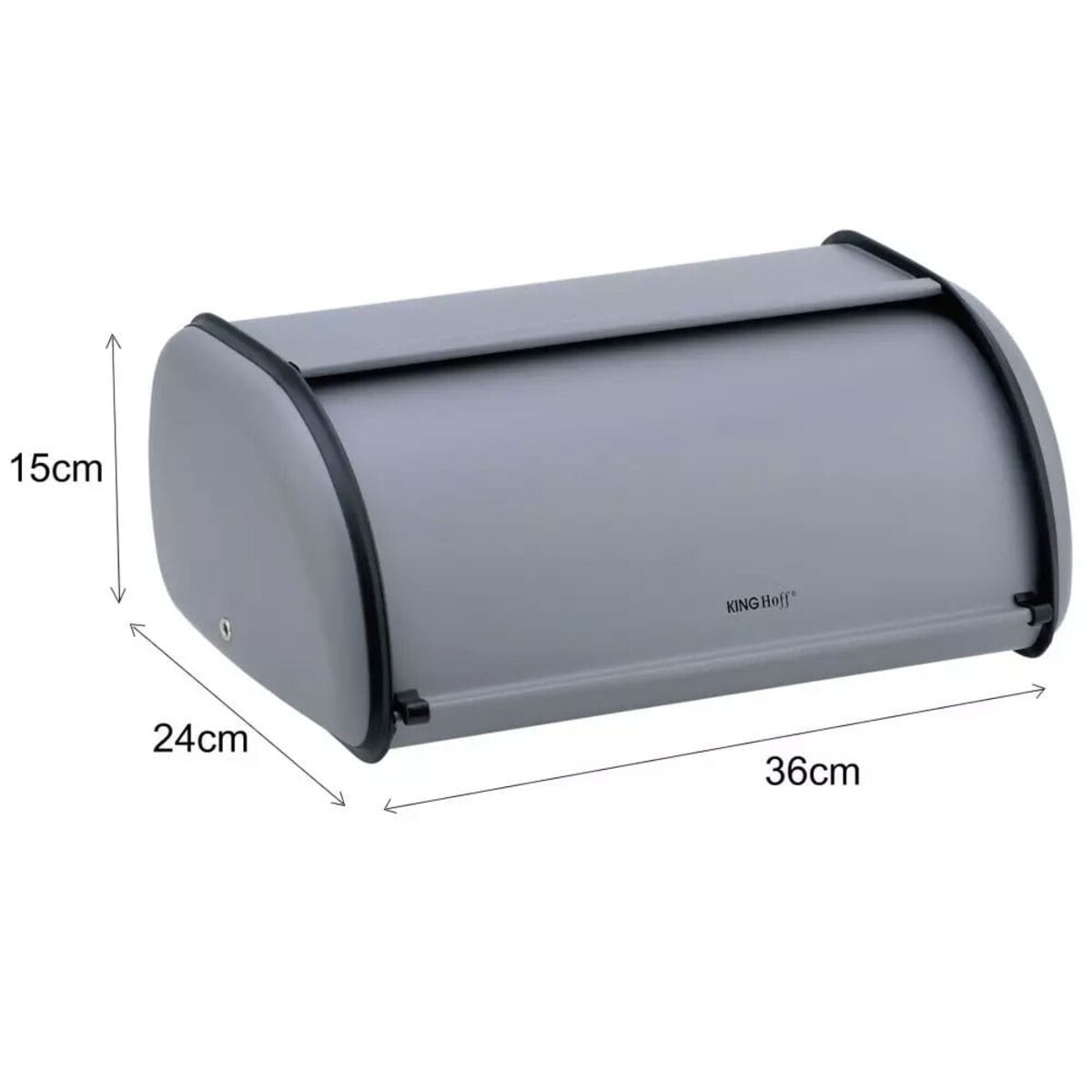 Chlebak stalowy mały 36cm szary matowy pojemnik na chleb pieczywo bułki KINGHOFF
