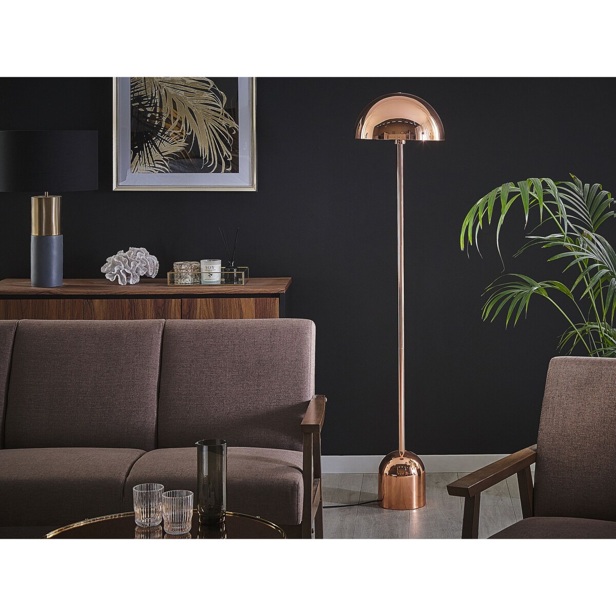 Lampa podłogowa metalowa miedziana MACASIA