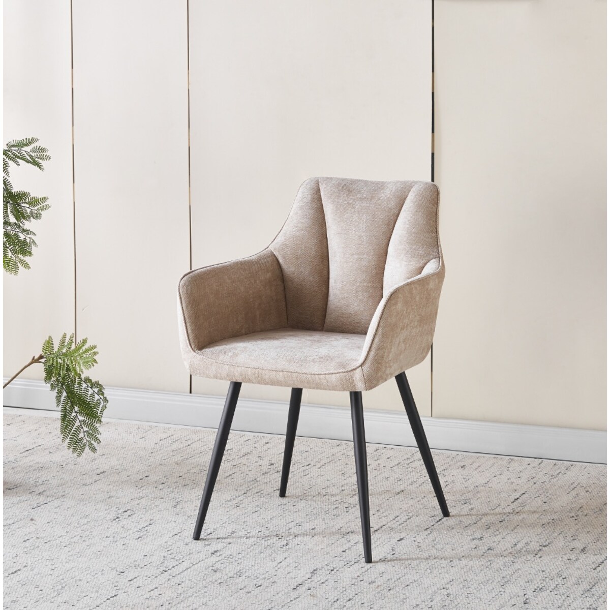 Krzesło czarne nogi ADELE II beżowe ciemne tapicerowane do salonu biura