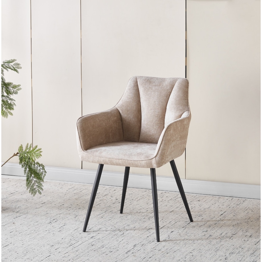 Krzesło czarne nogi ADELE II beżowe ciemne tapicerowane do salonu biura