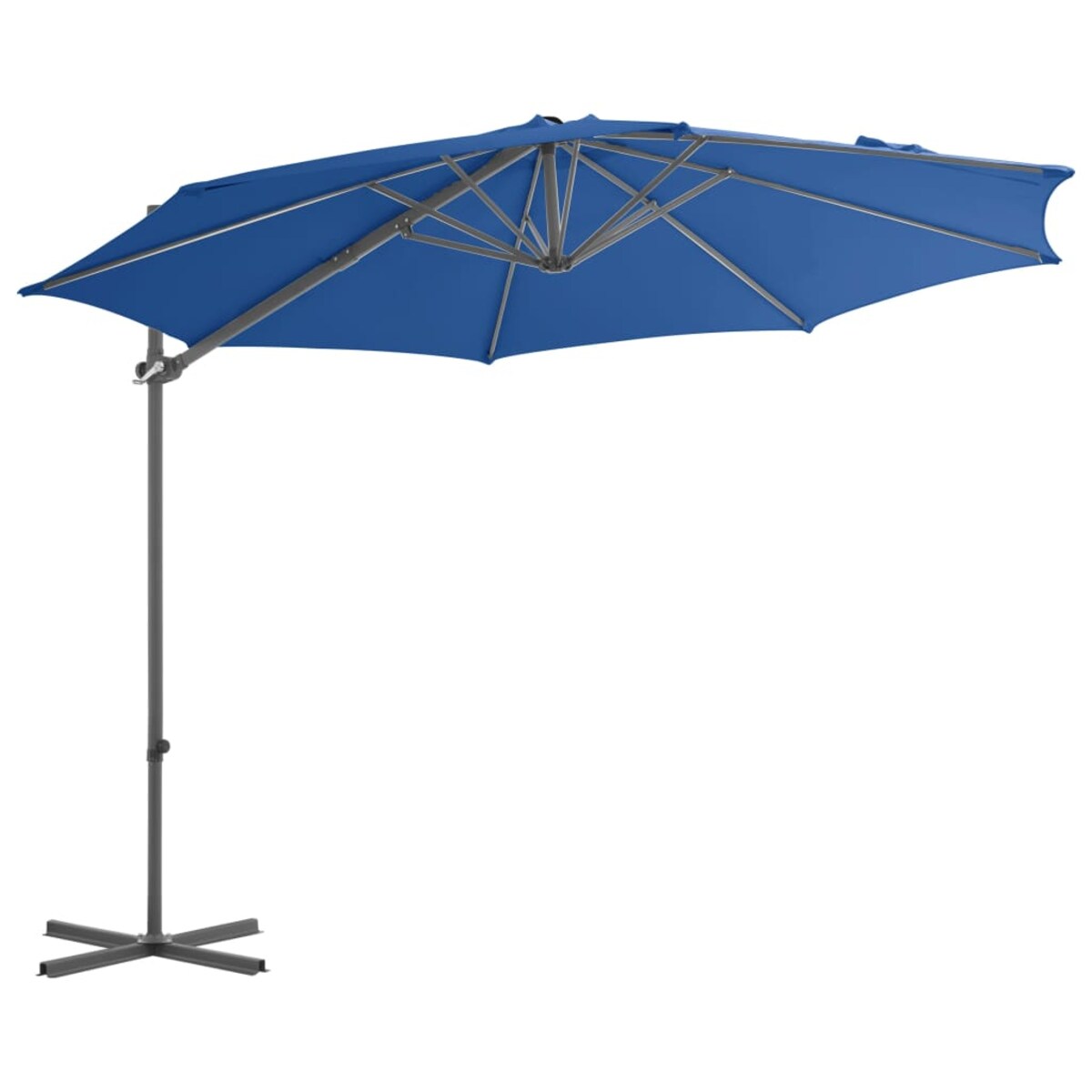 vidaXL Parasol wiszący ze stalowym słupkiem, 300 cm, niebieski
