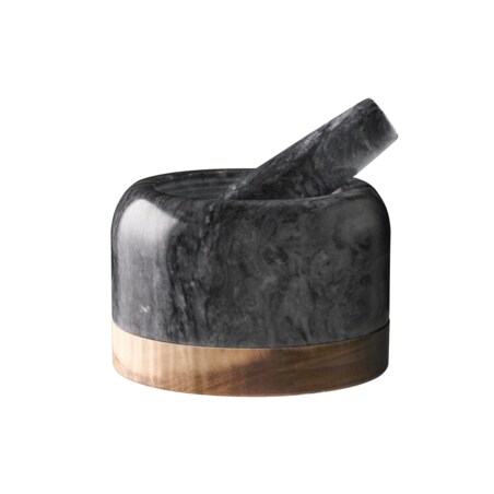 Moździerz marmurowy z podstawą z akacji, Ø 14 cm