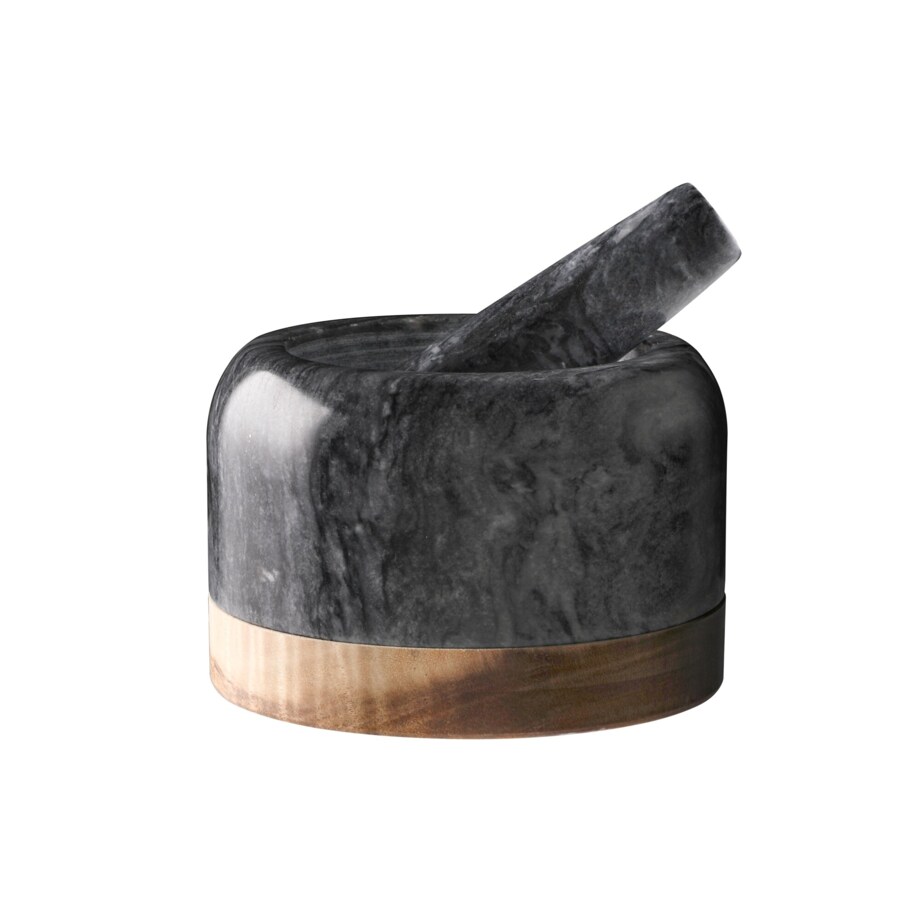 Moździerz marmurowy z podstawą z akacji, Ø 14 cm