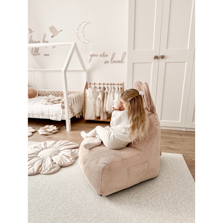 Puf Funny Bunny Sztruksowy - Różowy