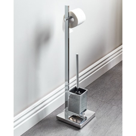 Stojak na papier i szczotkę toaletową srebrny ULAPES
