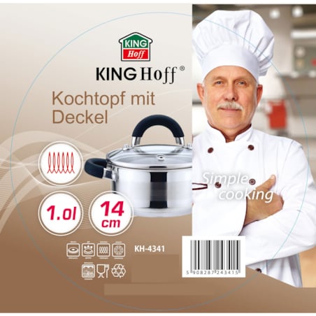 Garnek stalowy na indukcję gaz 1.0L 14cm KINGHOFF