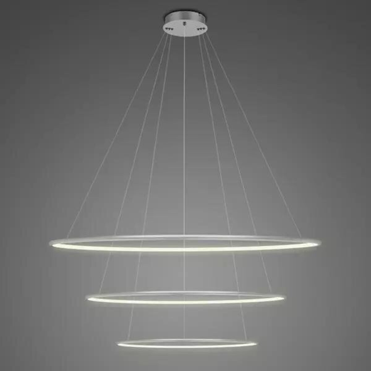 Lampa wisząca Ledowe Okręgi No.3 80cm 3k srebrna ściemnialna