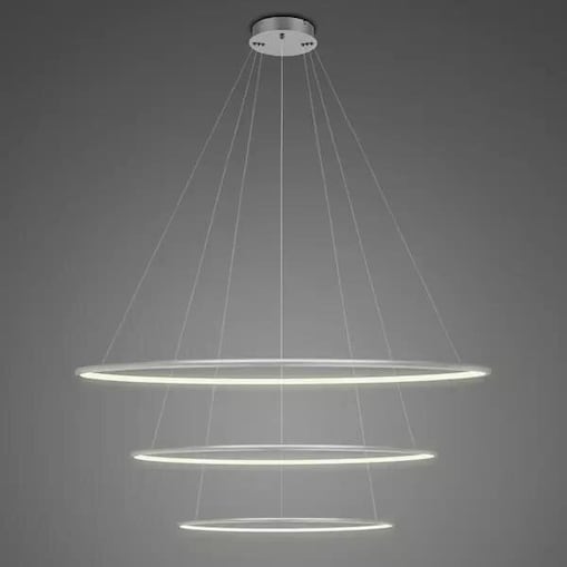 Lampa wisząca Ledowe Okręgi No.3 80cm 3k srebrna ściemnialna