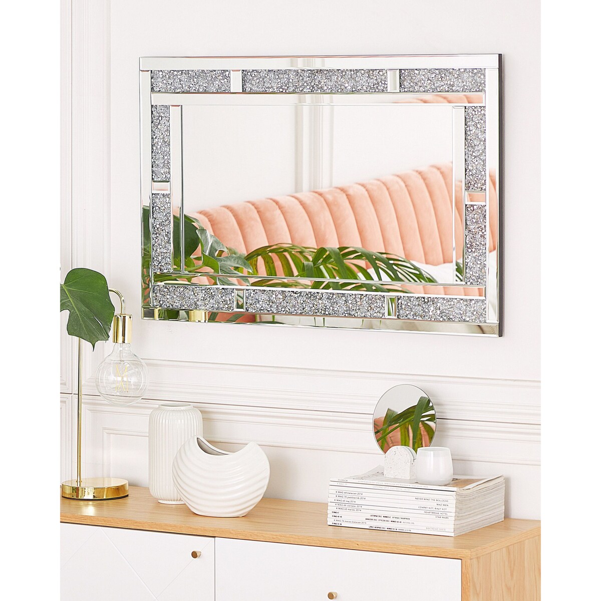 Lustro ścienne 60 x 90 cm srebrne AVRILLE